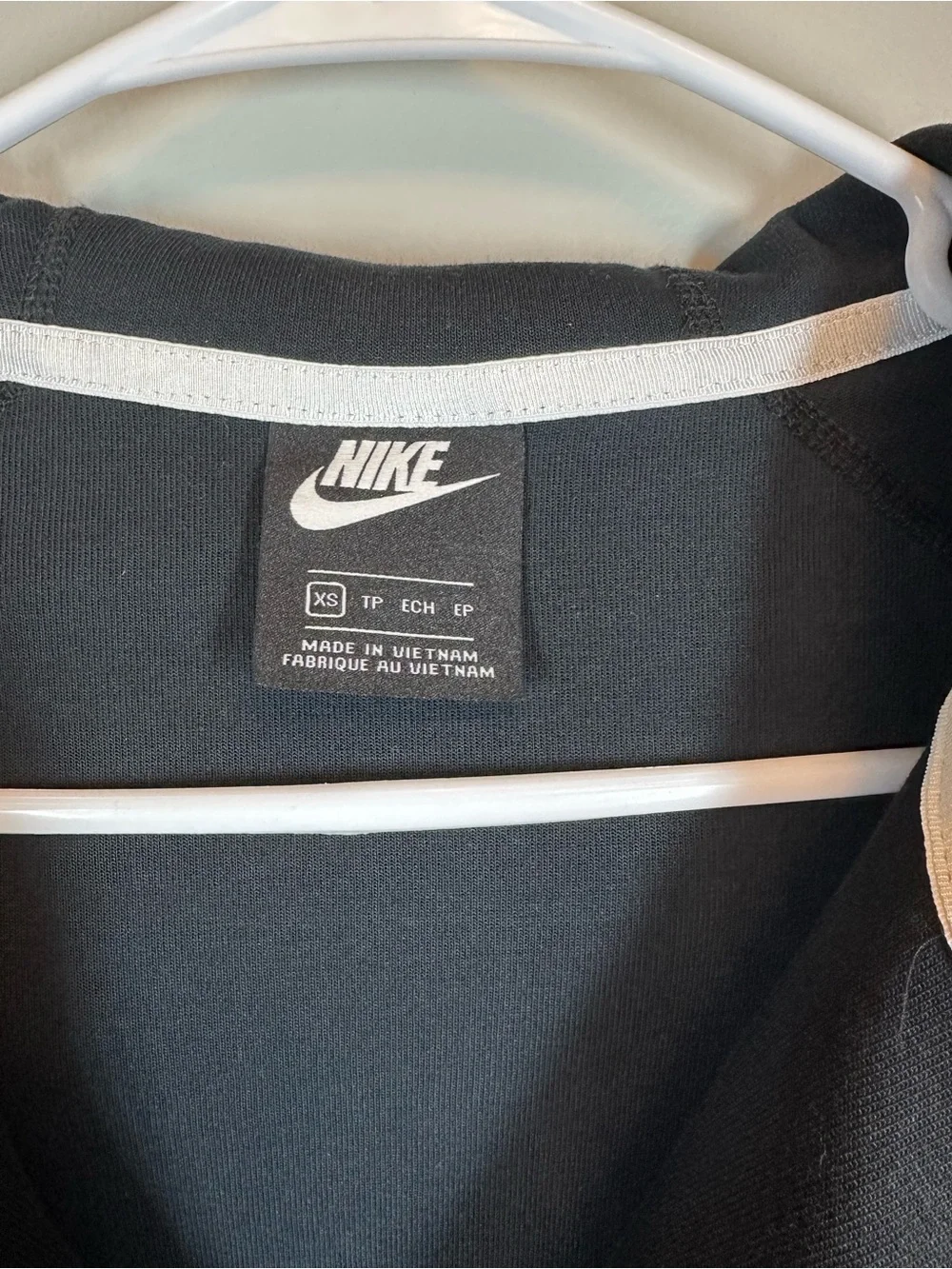 Nike Sportswear Black & White Zip Hoodie with Contrast Trim